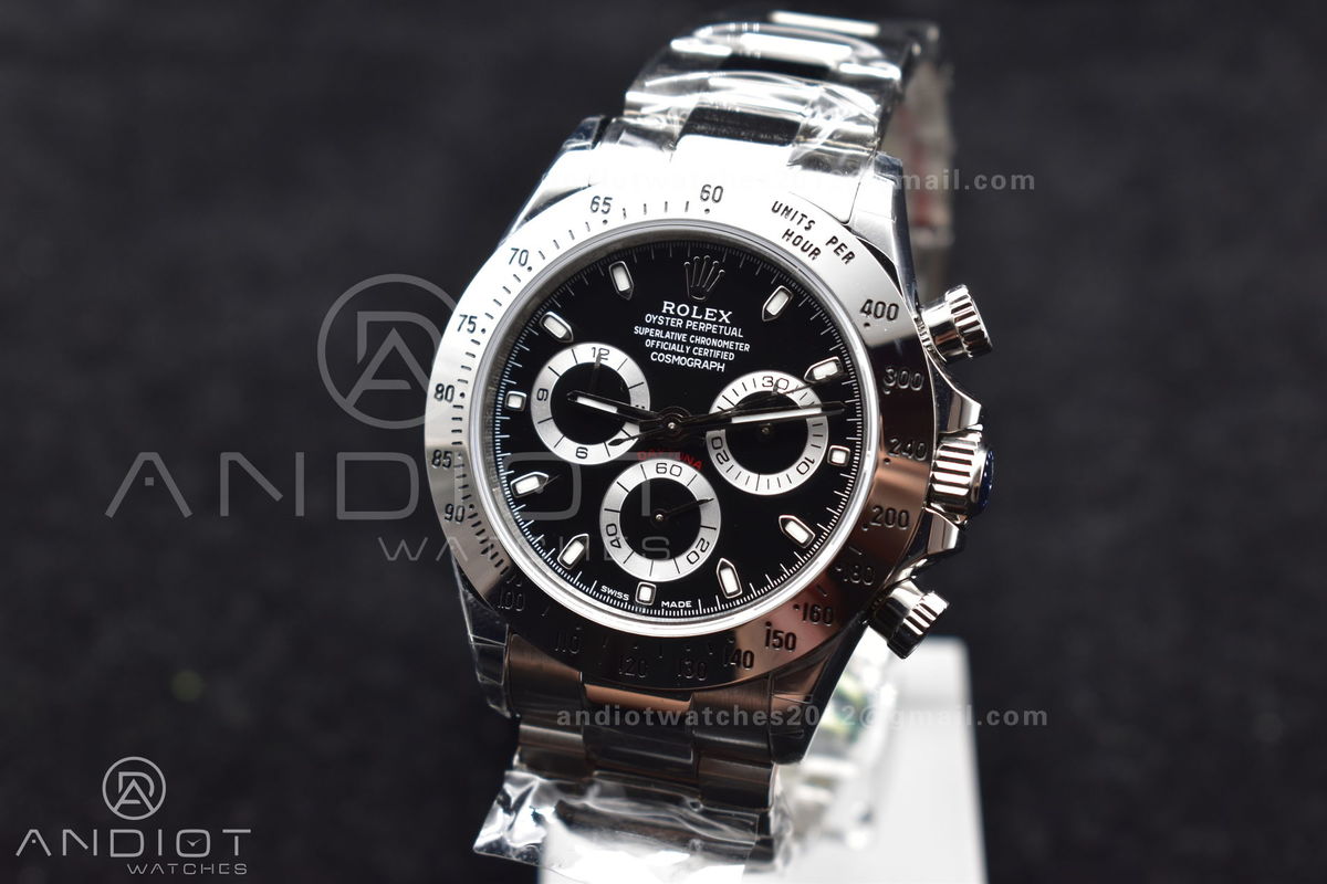 Daytona 116509 WF 1:1 Best Edition Black Diamonds Dial on SS Bracelet A7750